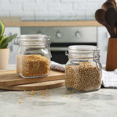 Bormioli Fido 2 Pc Set Glass Jar Container Medium