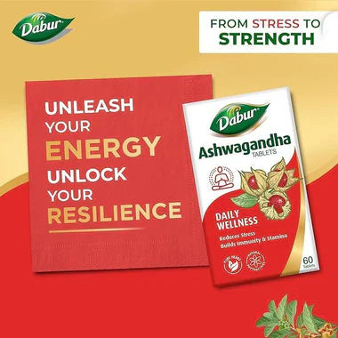 Dabur Ashwagandha Tablets Stress Immunity Booster | 60 Tablets
