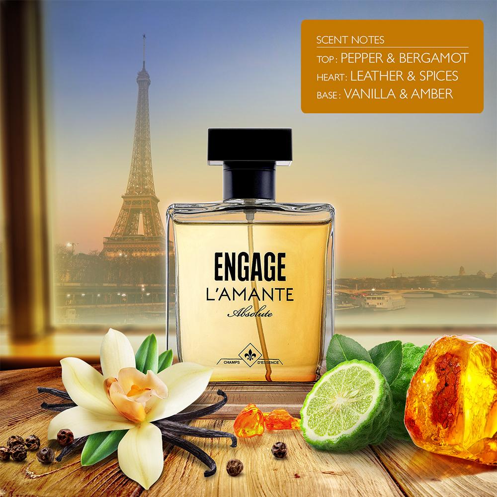 Engage L'amante Absolute Eau De Parfum for Men, Spicy Fragrance Long Lasting (100 ml)