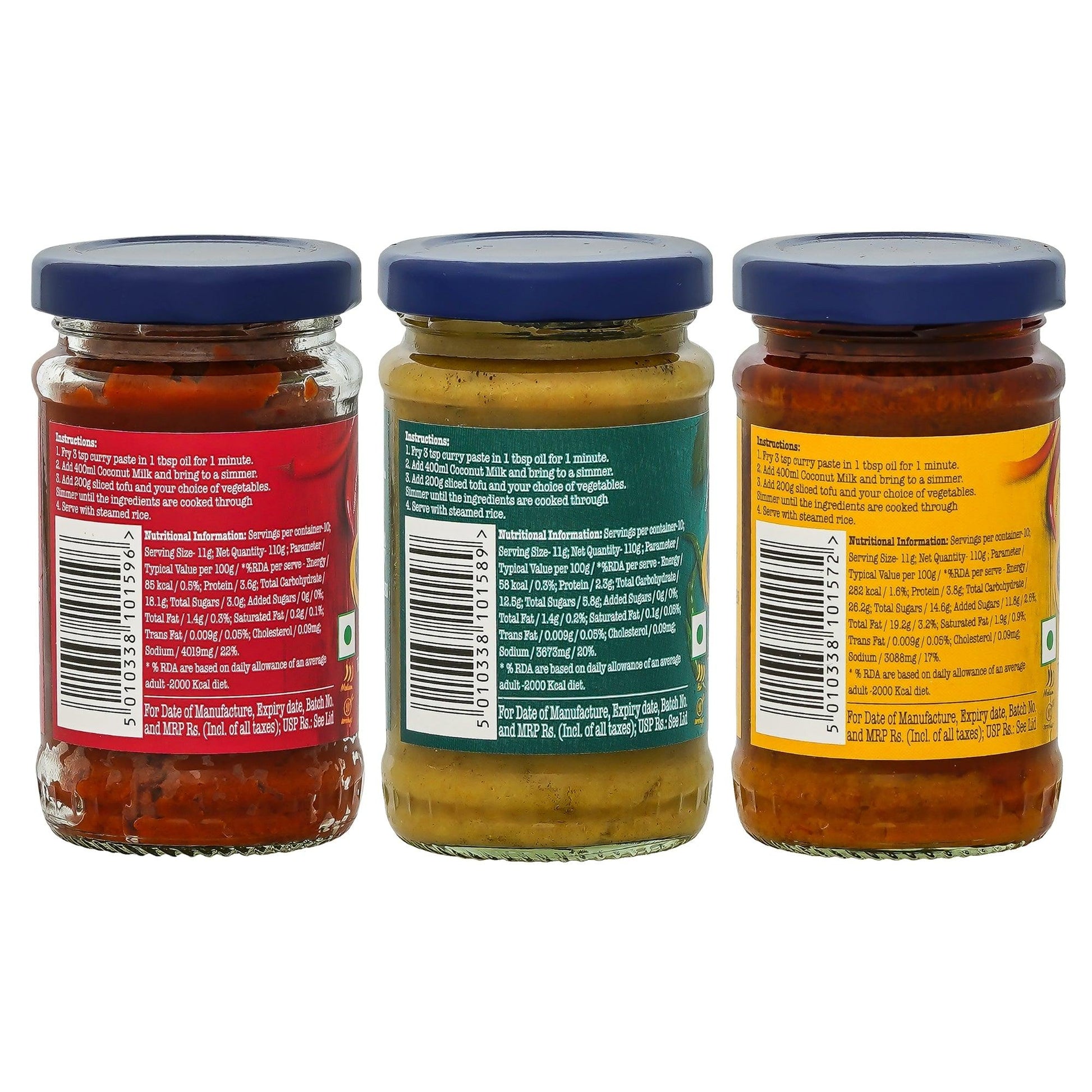 Thai Curry Paste Combo: Yellow, Red & Green (110g Each)