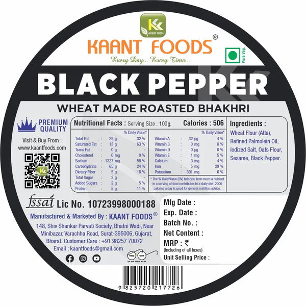 Kaant Foods Black Pepper Bhakhri | 200 gms