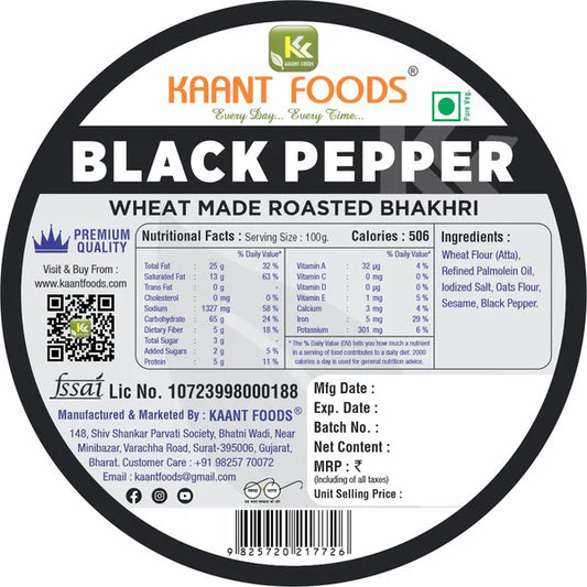 Kaant Foods Black Pepper Bhakhri | 200 gms
