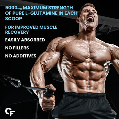 Carbamide Forte L Glutamine Powder 5000mg | L Glutamine Supplement for Men | Post Workout Muscle Recovery Supplements for Men - Unflavoured - 250 grams