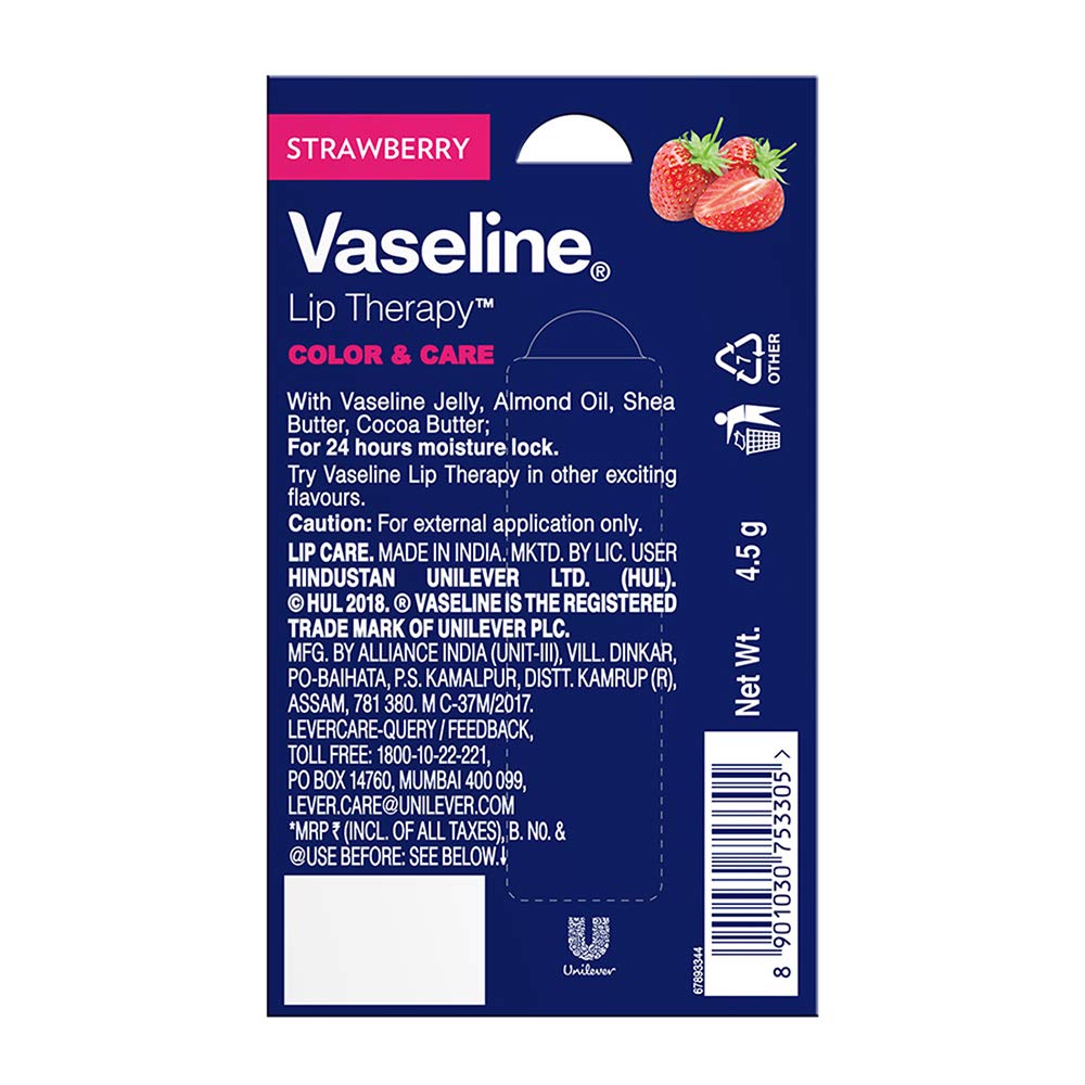 Vaseline Lip Care Colour & Care Strawberry - 4.5 gms