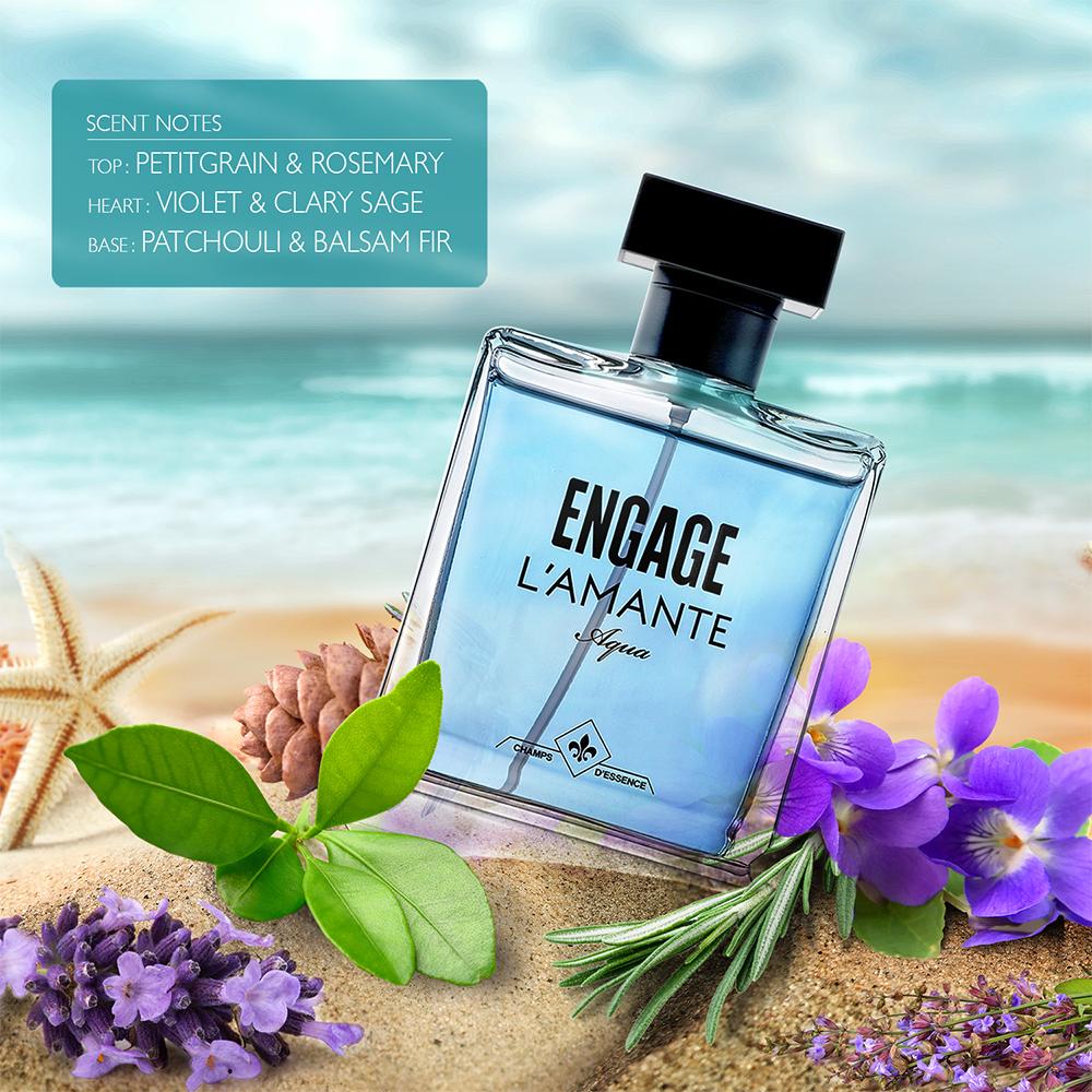 Engage L'amante Aqua Eau De Parfum for Men, Aqua Fragrance Long Lasting (100 ml)