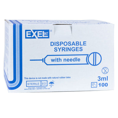 3cc Syringe with Needle 23 G x 1.5 inch with Luer Lock & Low Dead Space Plunger 100/Box
