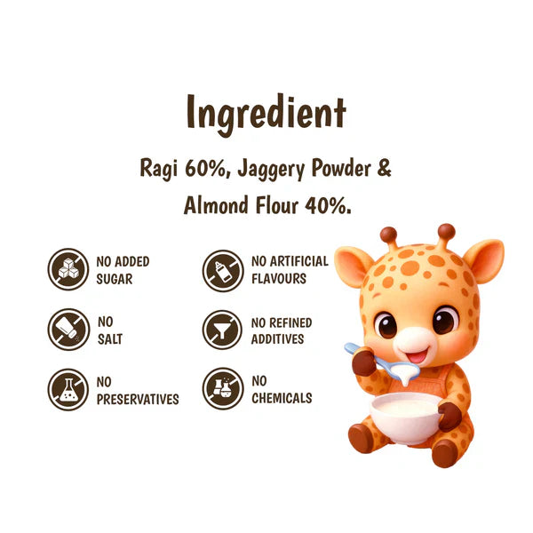 Junior's Nutrition Instant Ragi Almond Mix For Young Kids (6+ Months) | 500 gms