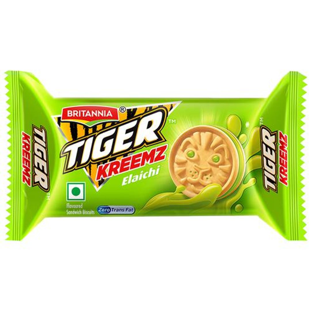 Britannia Tiger Kreemz - Elaichi Cream Biscuits, Teatime Snack, 33.4 g