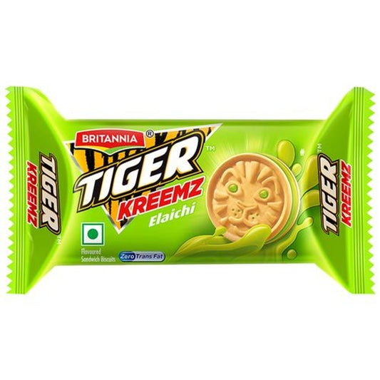 Britannia Tiger Kreemz - Elaichi Cream Biscuits, Teatime Snack, 33.4 g