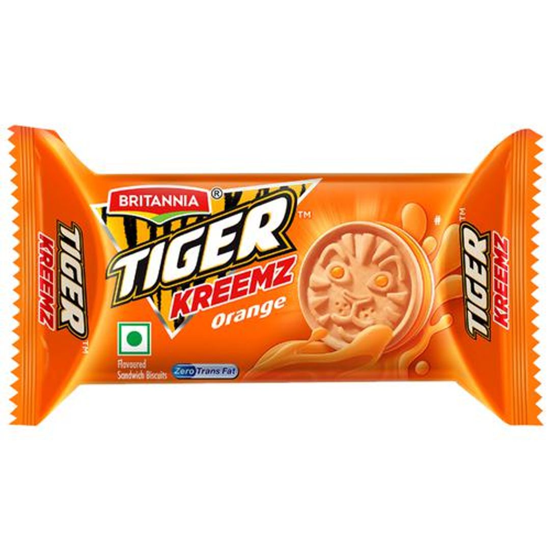 Britannia Tiger Kreemz Sandwich Biscuits - Orange, 33.4 g