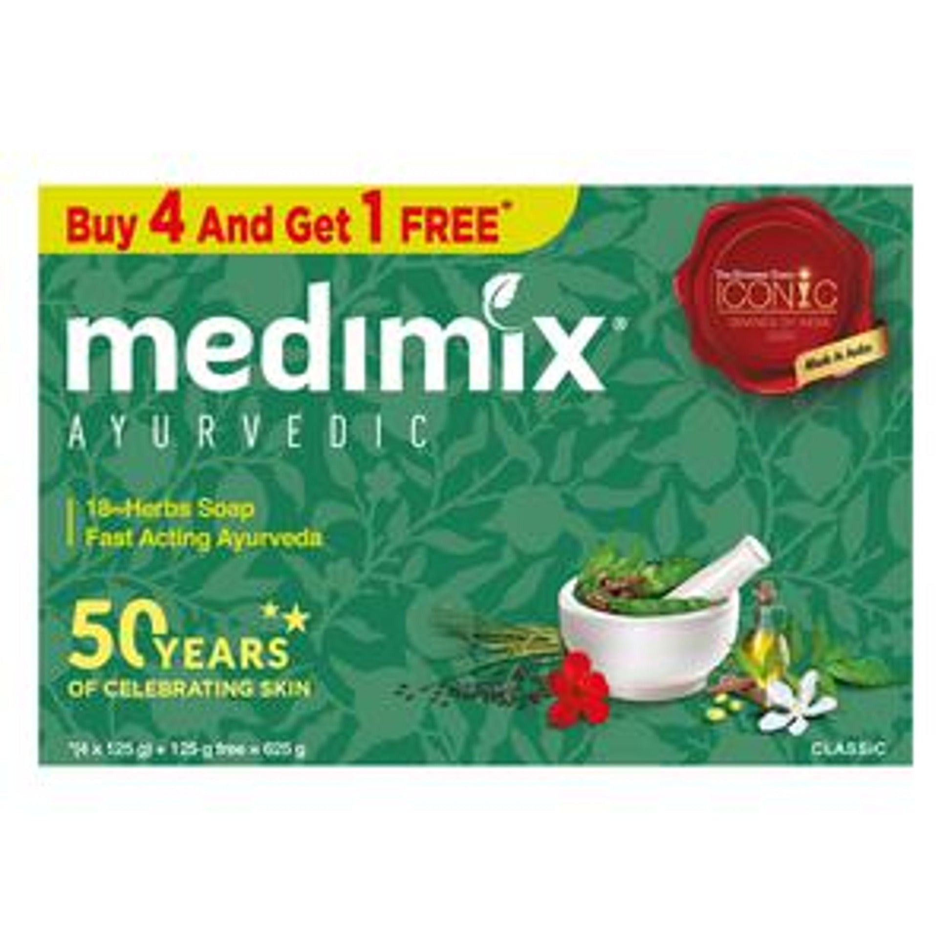 Medimix Ayurvedic Bathing Soap with 18 Herbs, Effective for Skin Problems, Handmade