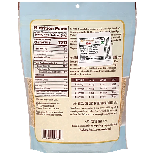 Bobs Red Mill Steel Cut Oats, 623 g