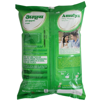 10x Amulya (by Amul) Dairy Whitener/Pal podi - 10kg (10 x 1 kg) Pouch Milk Powder
