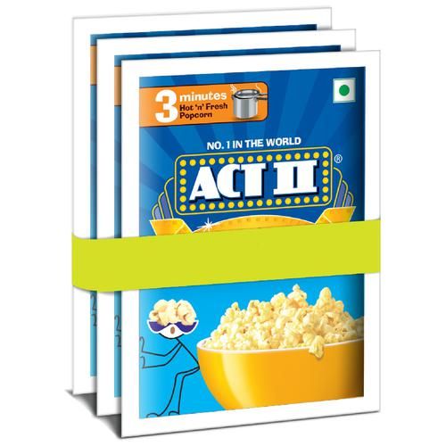 ACT II Instant Popcorn - Golden Sizzle, 3 x 60 g