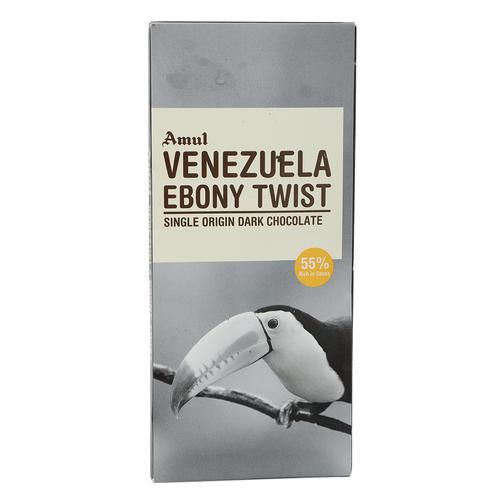 Amul Venezuela Ebony Twist, Single Origin Dark Chocolate - 55% Dark, 125 g