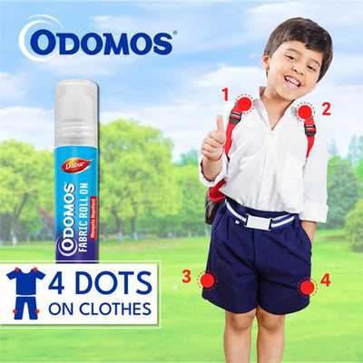 10x Odomos Mosquito Repellant Fabric Roll On - 8ml | Upto 8 Hrs Protection - Pack of 10
