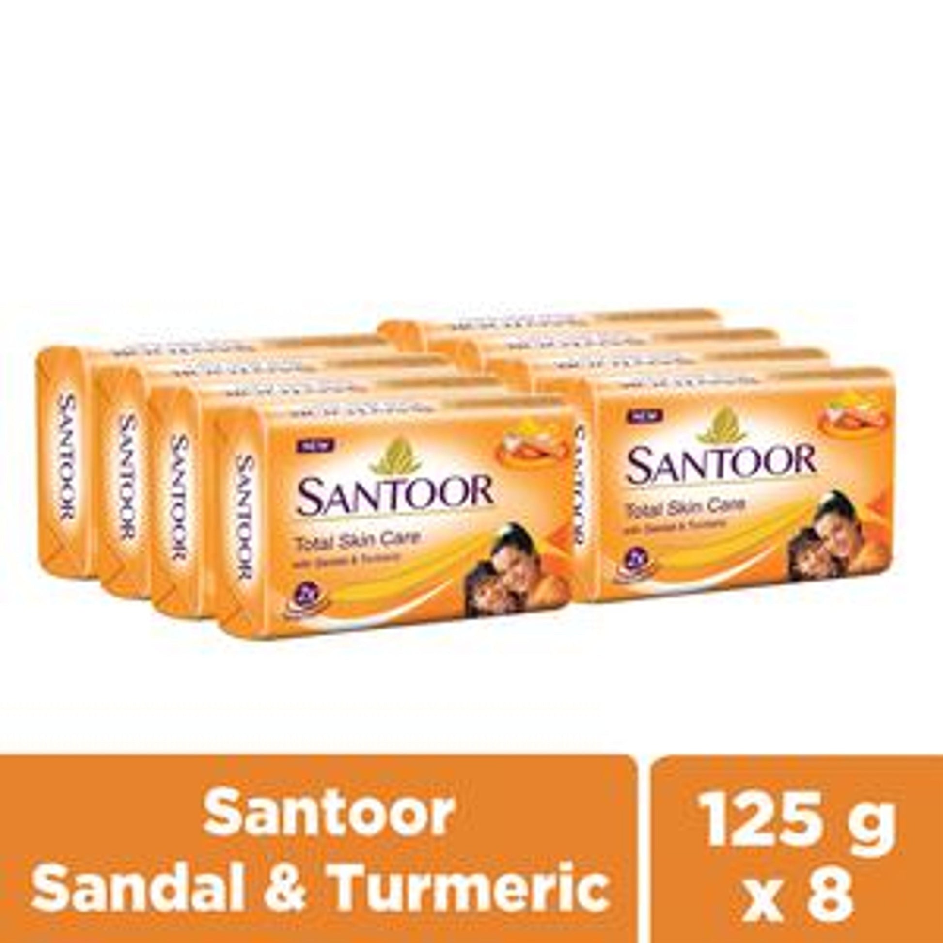 Santoor Sandal & Turmeric Bath Soap for Younger Looking & Glowing Skin