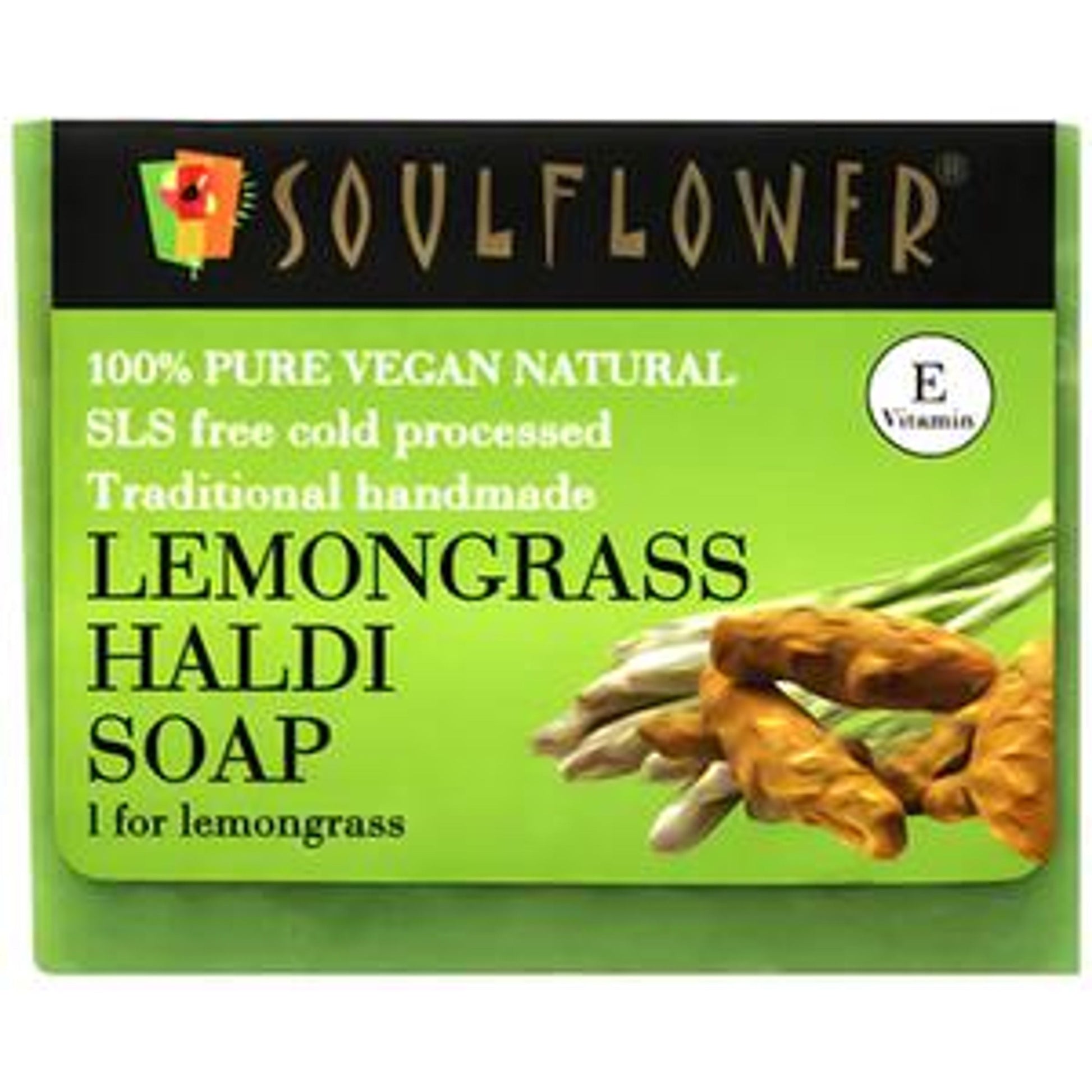 Soulflower Lemongrass Haldi Refreshing Handmade Soap For Oil Free Radiant Skin, Paraben Free