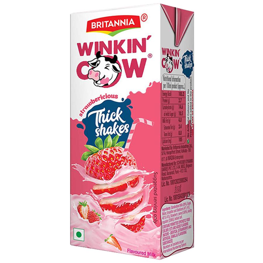 Britannia Winkin' Cow Strawbericious Thick Milkshake, 180ml