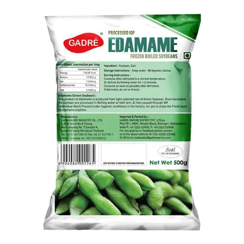 Gadre Marine Frozen Edamame - Boiled Soybeans, 500 g Pouch