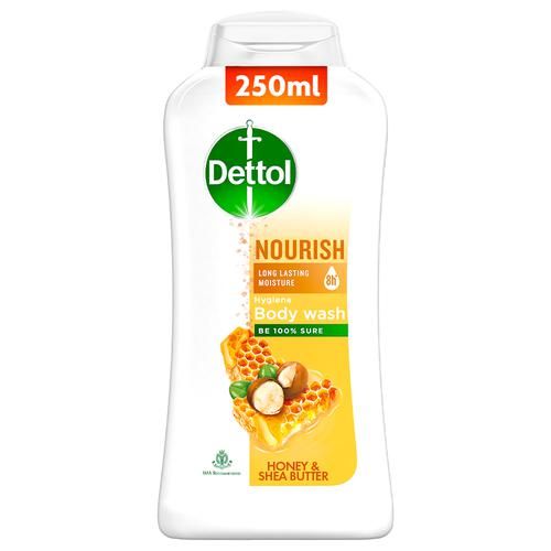 Dettol Body Wash & Shower Gel - Nourish, Provides Odour Protection, Honey & Shea Butter, 250 ml