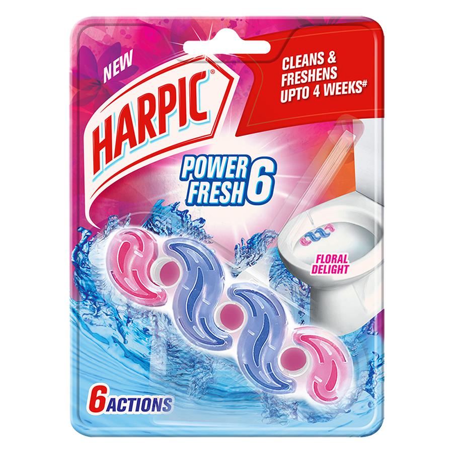 Harpic Power Fresh 6 Toilet Cleaner Rim Block, Floral Delight, 35 gm