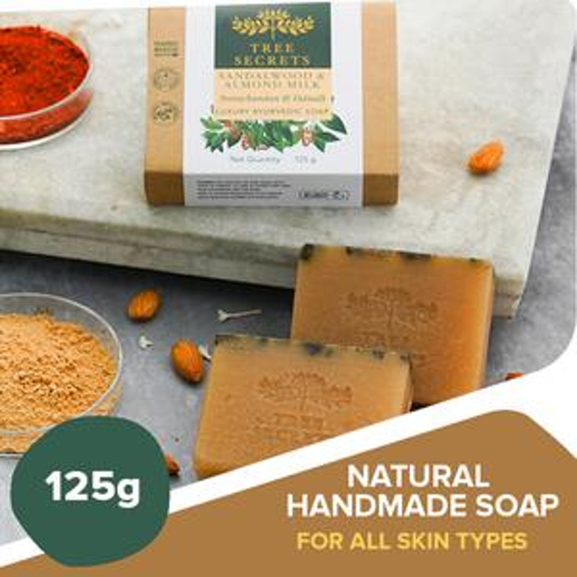 Tree Secrets Luxury Ayurvedic Soap - Sandalwood & Almond Milk