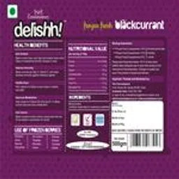 Delishh Blackcurrant - Frozen Fresh, 500 g Box