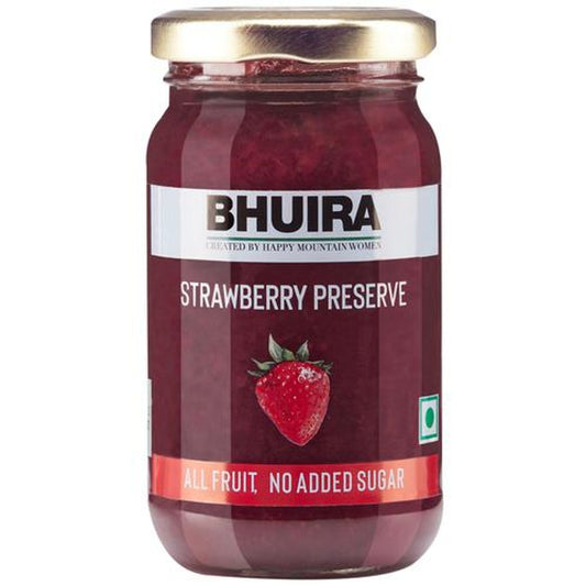 BHUIRA Strawberry Preserve - No Added Sugar, Preservatives, Flavour, 240 g