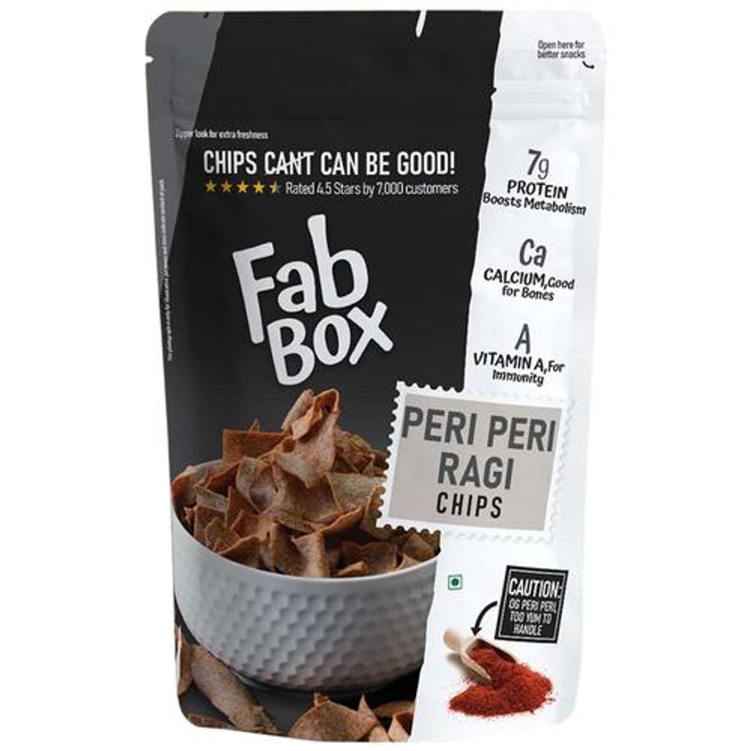 Fabbox Ragi Chips - Peri-Peri, Healthy Snack, Weight Management, Gluten-Free, Vegan, 215 g