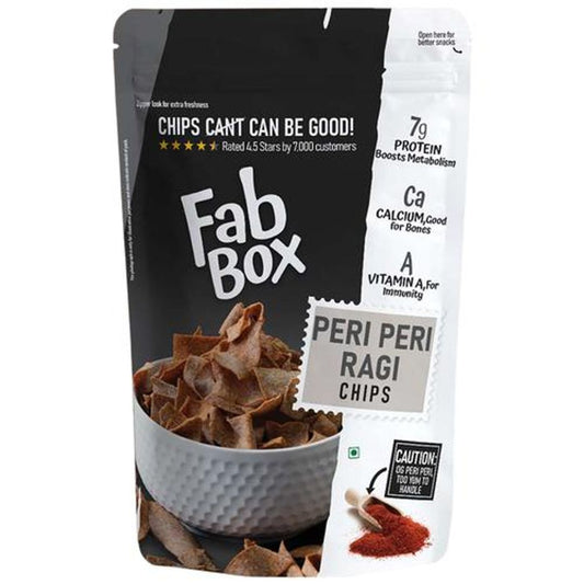 Fabbox Ragi Chips - Peri-Peri, Healthy Snack, Weight Management, Gluten-Free, Vegan, 215 g