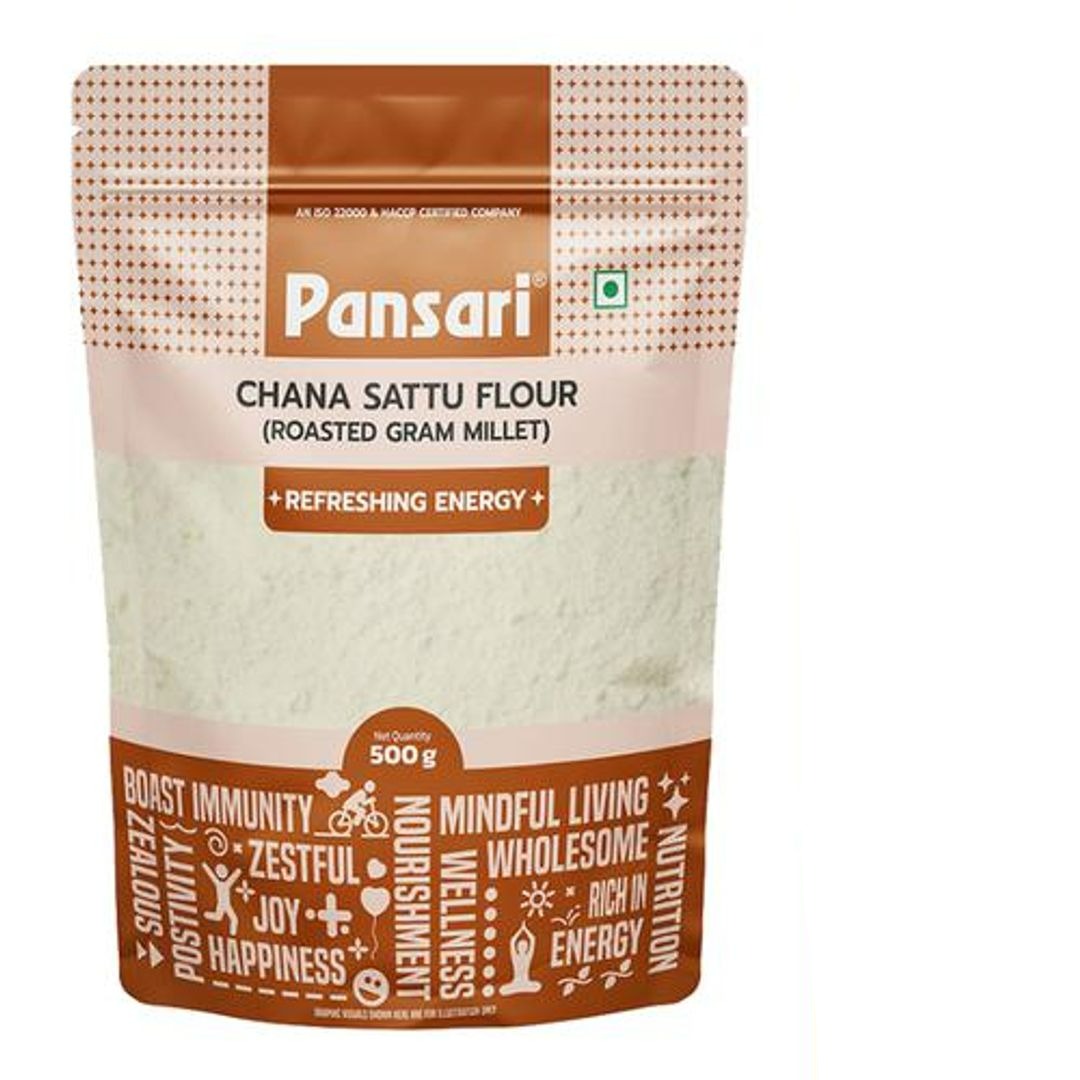 PANSARI Chana Sattu Flour - Roasted Gram Millet, Refreshing Energy, 500 g
