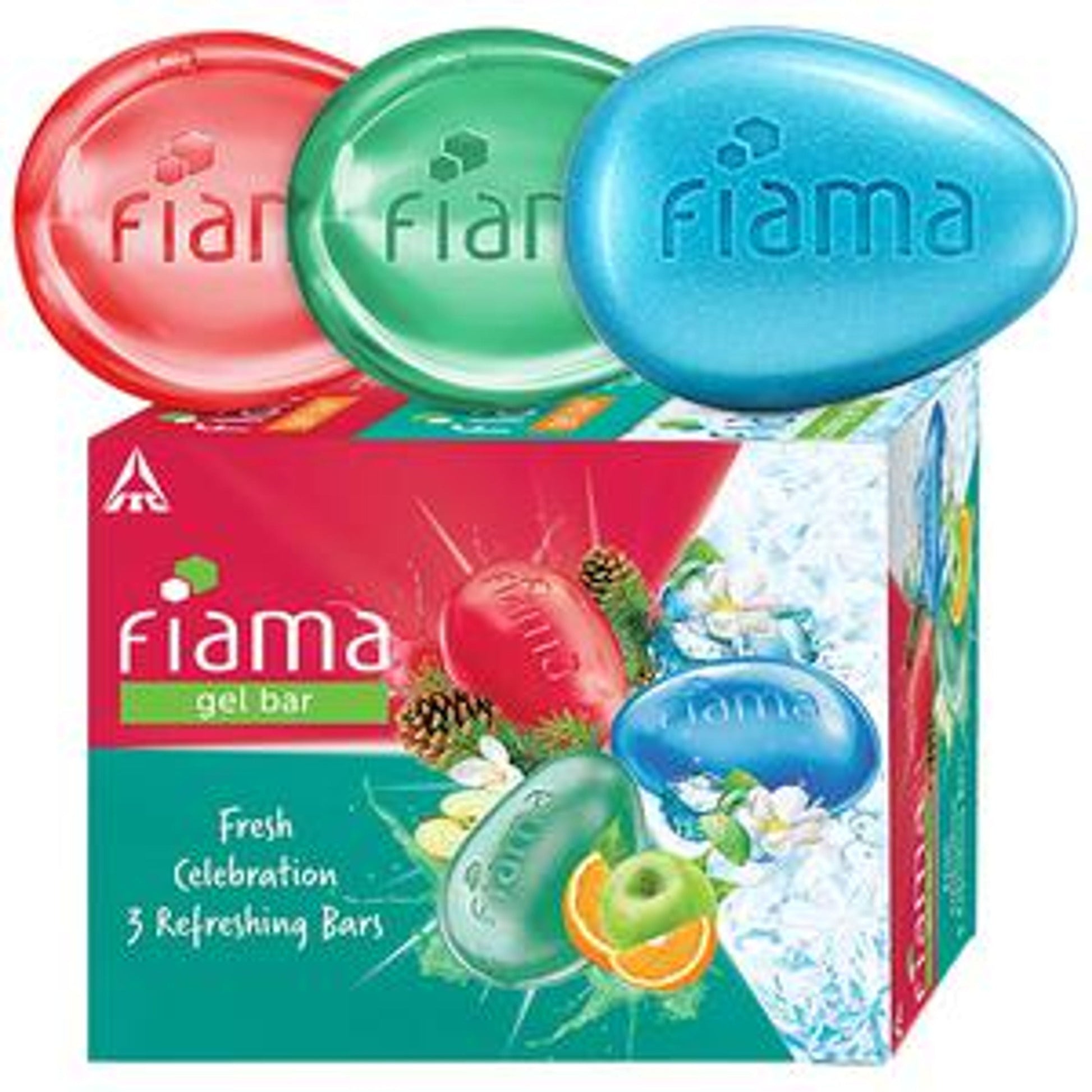 Fiama Gel Bathing Bar Fresh Celebration pack, with 3 unique gel bars, with skin conditioners for moisturized skin