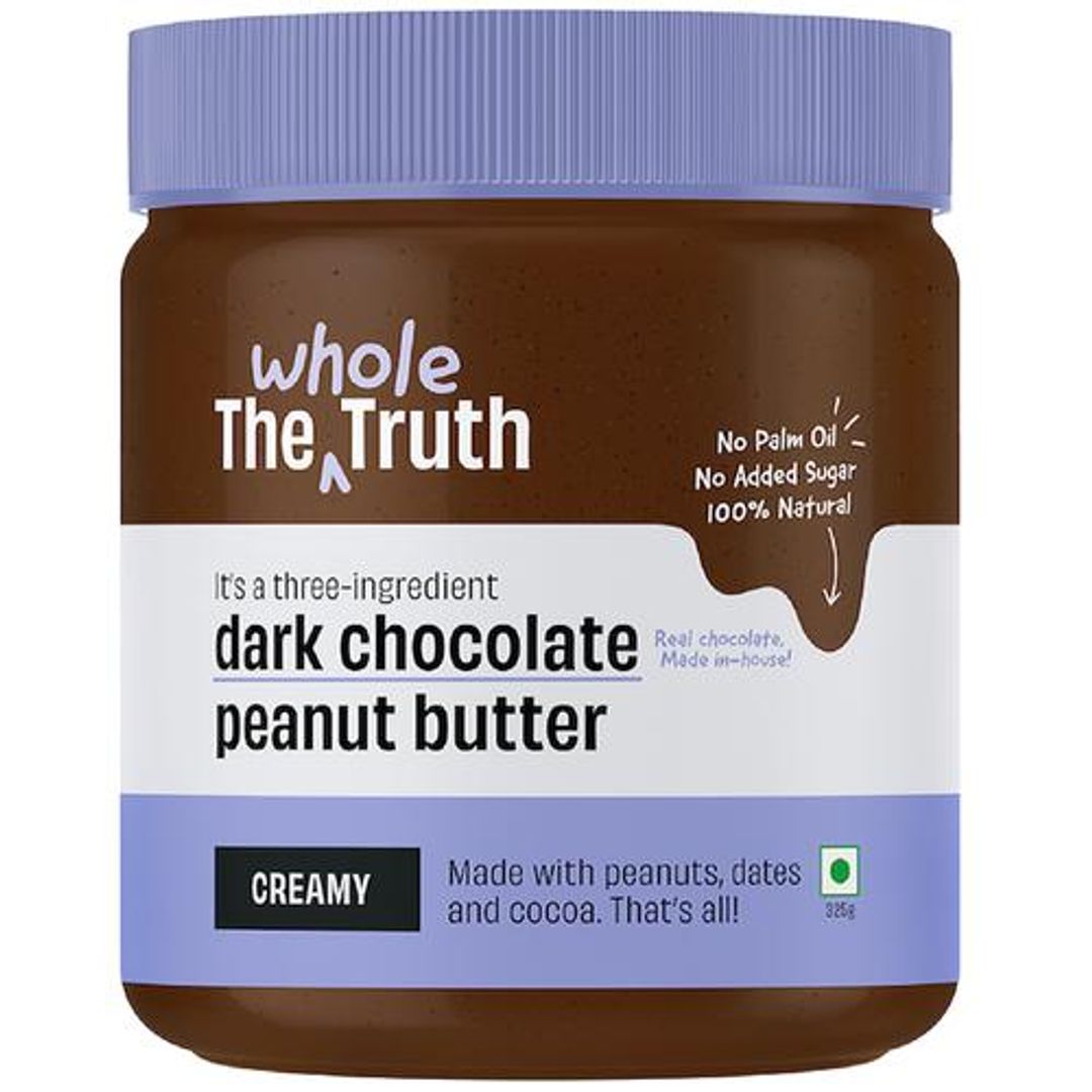 The Whole Truth Dark Chocolate Peanut Butter - Creamy, Natural, For Baking, Bread Spread Use, 325 g