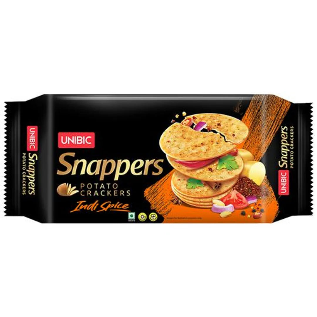 UNIBIC Snappers - Potato Crackers, Indi Spice, Crispy Snack, 300 g Pouch