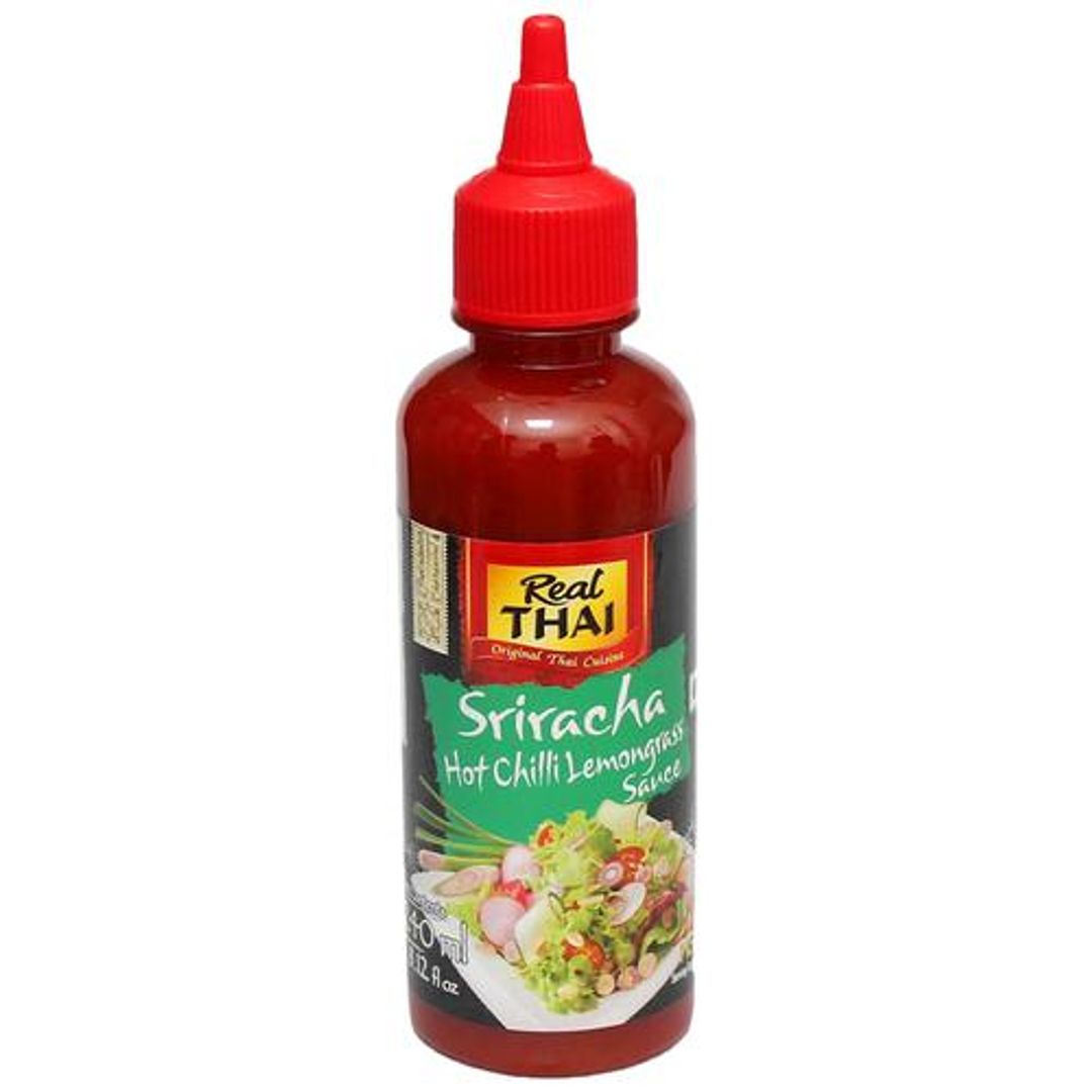 REAL THAI Sriracha Hot Chilli Lemongrass Sauce - Spicy, Enhances Flavour, 240 ml