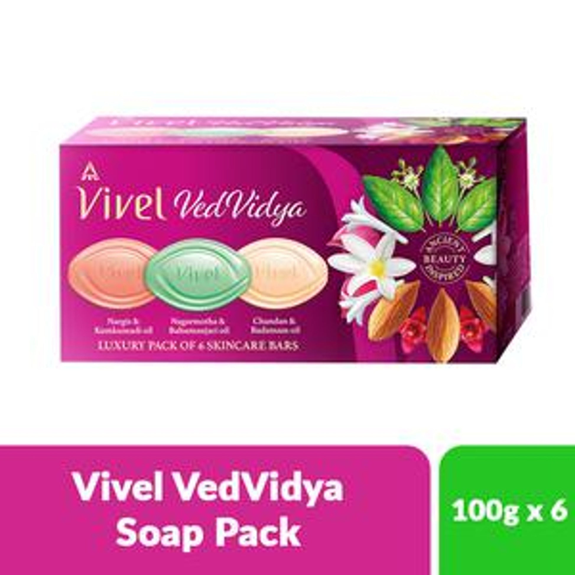 Vivel Ved Vidya Luxury Soap Bars - For Soft, Even-Toned, Clear, Radiant & Glowing Skin