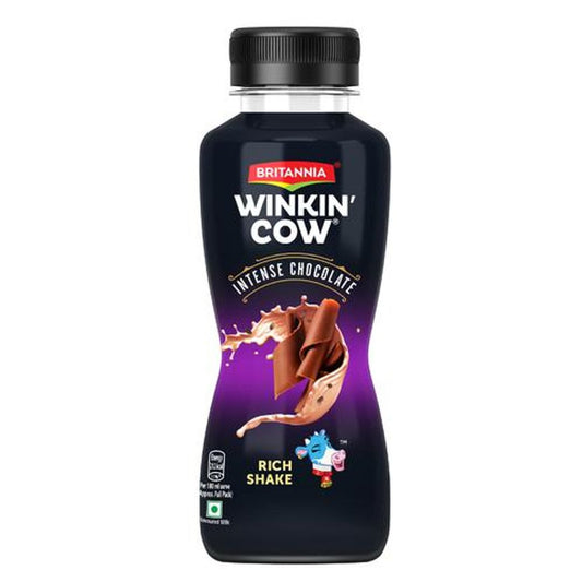 Britannia Winkin Cow Intense Chocolate Rich Milkshake - High In Calcium, 180 ml Pet Bottle