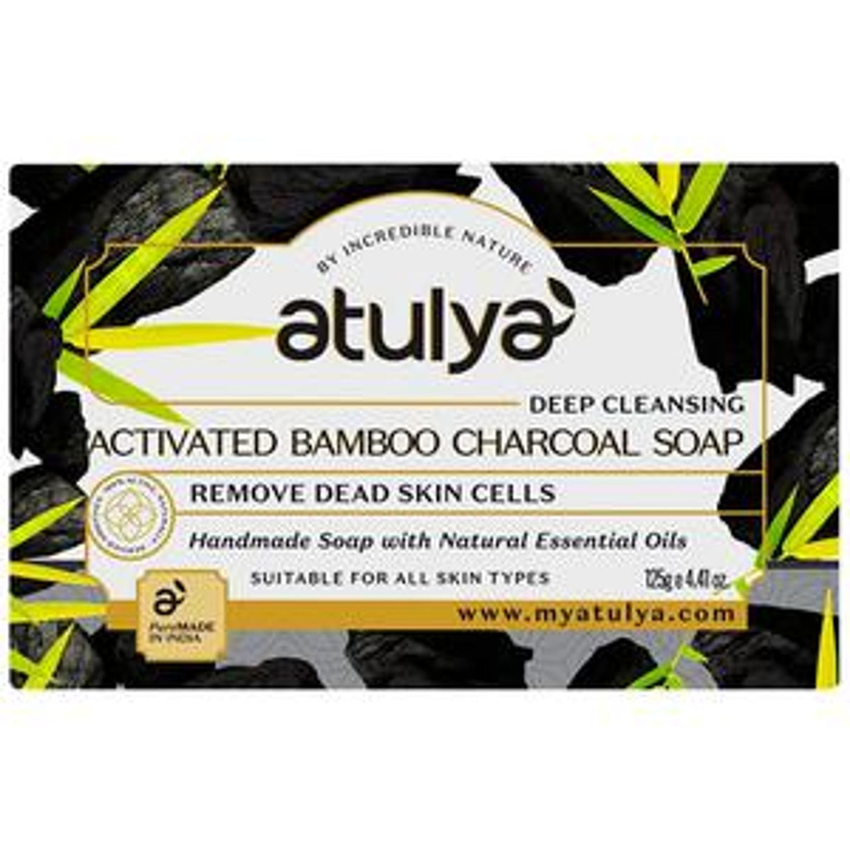 ATULYA Deep Cleansing Activated Bamboo Charcoal Soap - Remove Dead Skin Cells