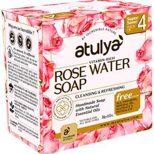 ATULYA Vitamin Rich Rose Water Soap - Cleansing & Refreshing, Value Pack