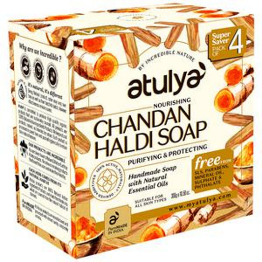 ATULYA Nourishing Chandan Haldi Soap - Purifying & Protecting, Value Pack