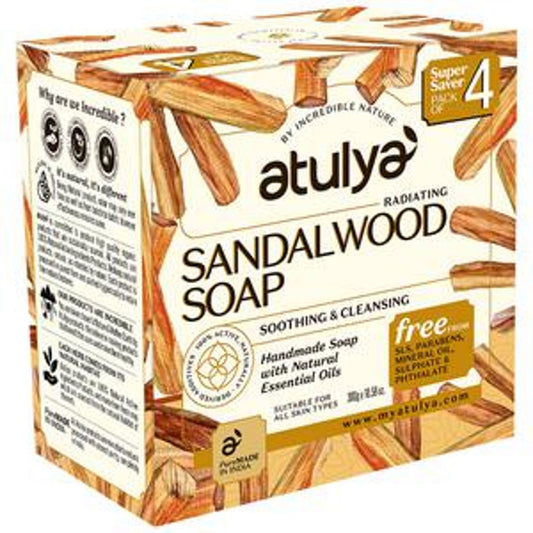 ATULYA Radiating Sandalwood Soap - Soothing & Cleansing, Value Pack