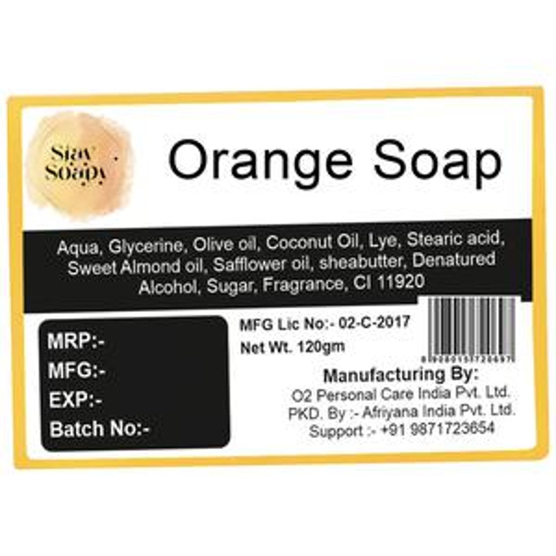 Stay Soapy Orange Bathing Soap - 100% Pure & Natural, Handmade