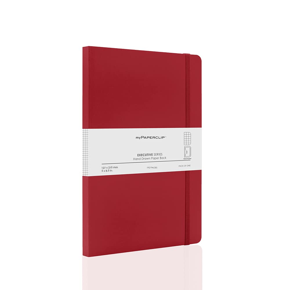 Mypaperclip Executive Series Notebook, Medium (127 X 210Mm, 5 X 8.25 In.) Checks, Esx192M-C Red