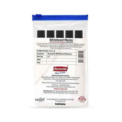 Reynolds  Whiteboard Marker - Black Ink, Pack of 5