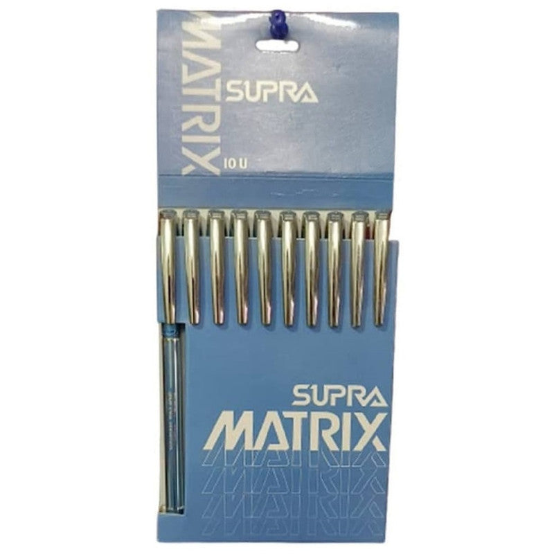 Supra Matrix 0.7mm Ball Point Pen Card Pack | Black Ink, Set Of 10
