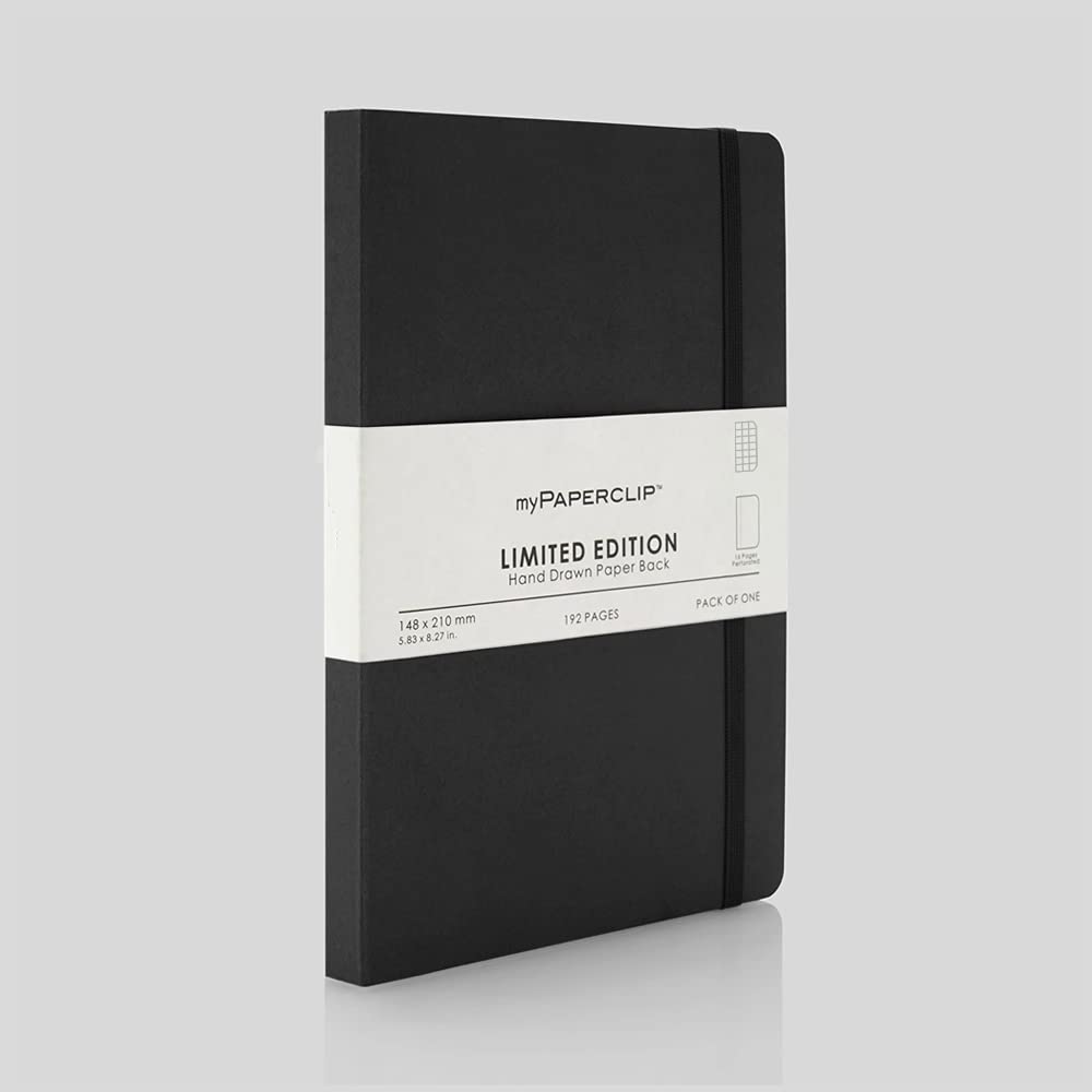 Mypaperclip Limited Edition Notebook, A5 (148 X 210 Mm, 5 .83 X 8.27 In.) Checks Lep192A5-C - Black