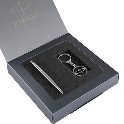 Parker Classic Stainless steel Ball Pen logo Keychain - Blue Ink, Pack Of 1