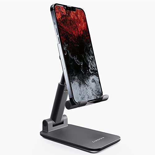 Ambrane Mobile Holding Tabletop Stand, 180 Perfect View, Height Adjustment, Wide Compatibility, Multipurpose, Anti-Skid Design (Twistand, Black)