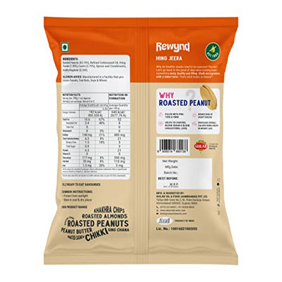 Rewynd Hing Jeera Roasted Peanuts | 560gm (Pack of 4) | High in Protien | Roasted Not Fried | Guilt-free Snacking | 100% Veg | Healthy & Tasty | Healthy Snack for Anytime Snacking